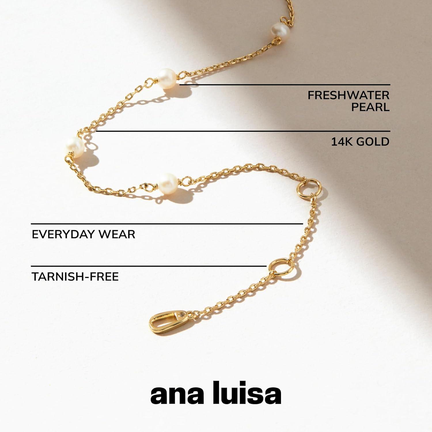 imageAna Luisa Gold Bracelets for Women Sterling Silver 14K Gold Plated Dainty Chain with Pearl Heart amp Flower Cuff Bracelet Styles for Daily Wear Hypoallergenic WaterResistant TarnishFreeAdelie