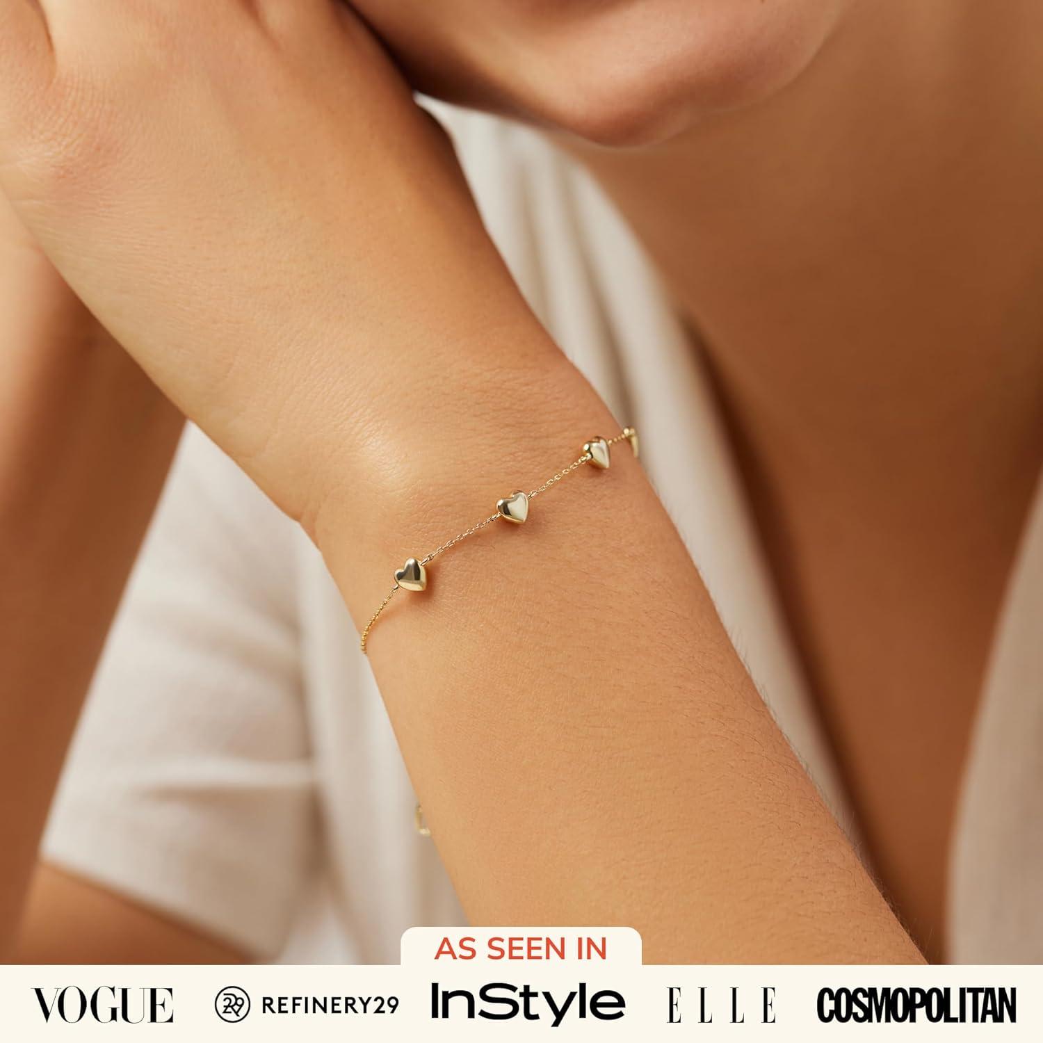 imageAna Luisa Gold Bracelets for Women Sterling Silver 14K Gold Plated Dainty Chain with Pearl Heart amp Flower Cuff Bracelet Styles for Daily Wear Hypoallergenic WaterResistant TarnishFreeLani 14K Gold Plated