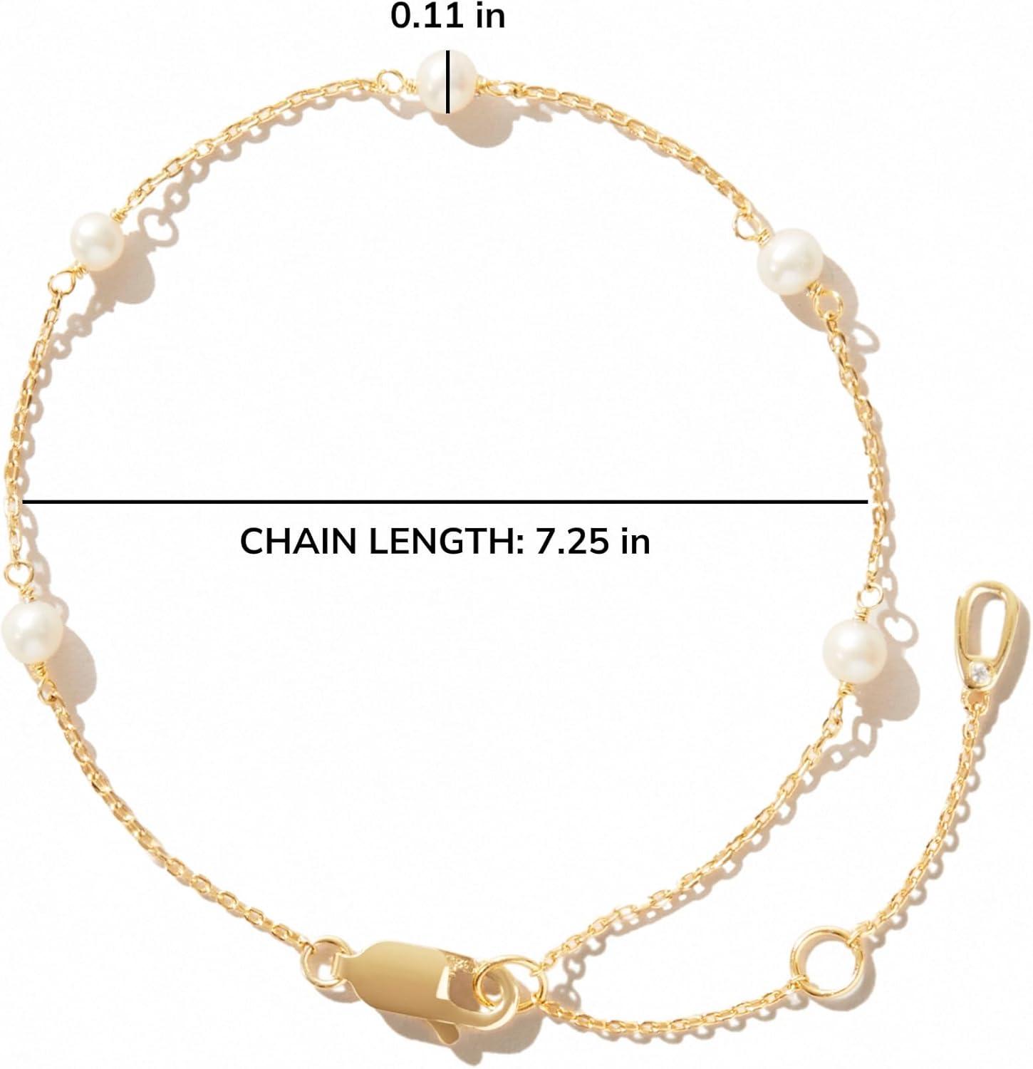 imageAna Luisa Gold Bracelets for Women Sterling Silver 14K Gold Plated Dainty Chain with Pearl Heart amp Flower Cuff Bracelet Styles for Daily Wear Hypoallergenic WaterResistant TarnishFreeAdelie