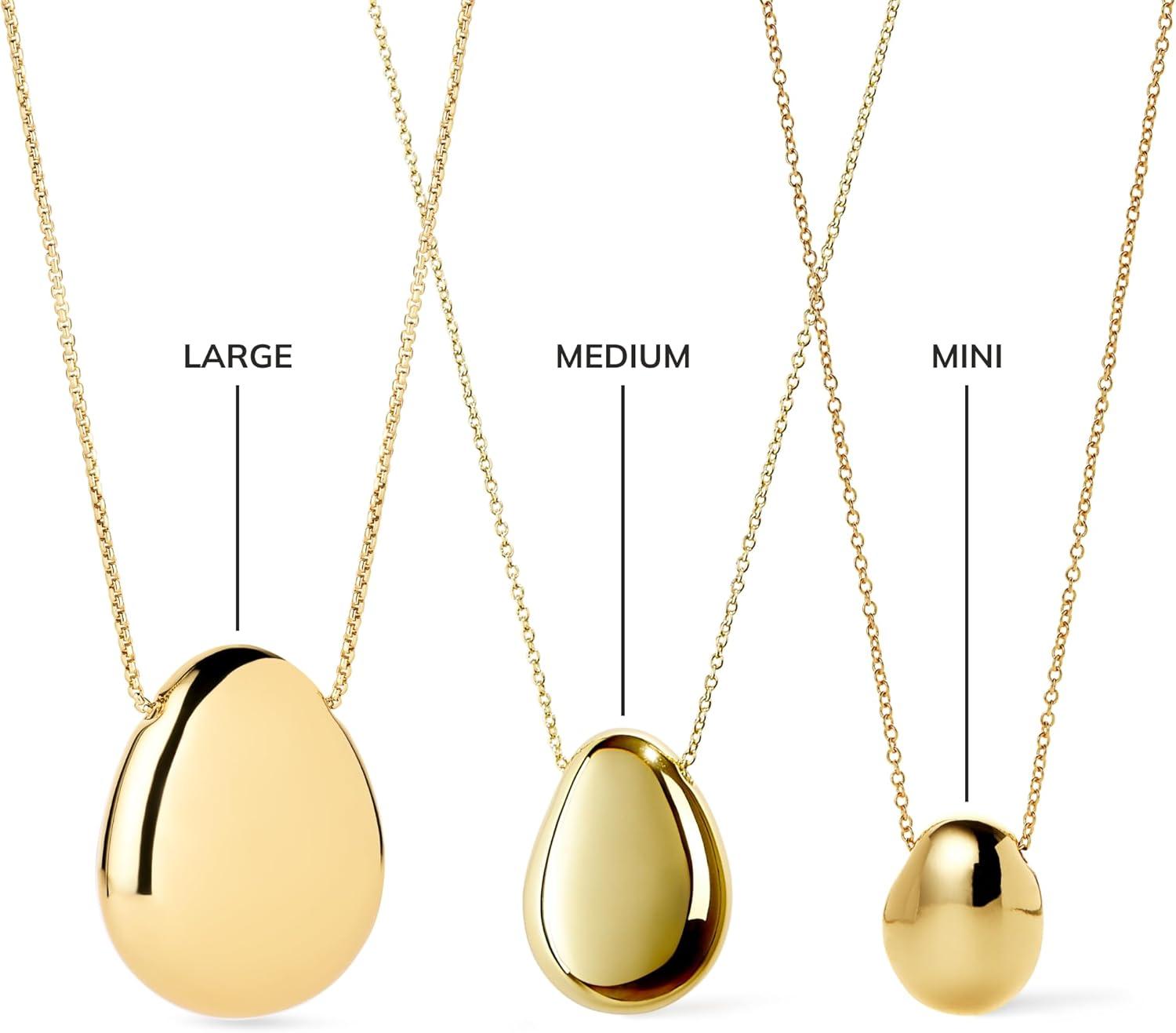 imageAna Luisa Pebble Pendant Necklace for Women 14K Gold Plated and Silver Rhodium Plated Trendy Teardrop Necklace with Lobster Clasp Hypoallergenic WaterResistant TarnishFree JewelryLargeGold
