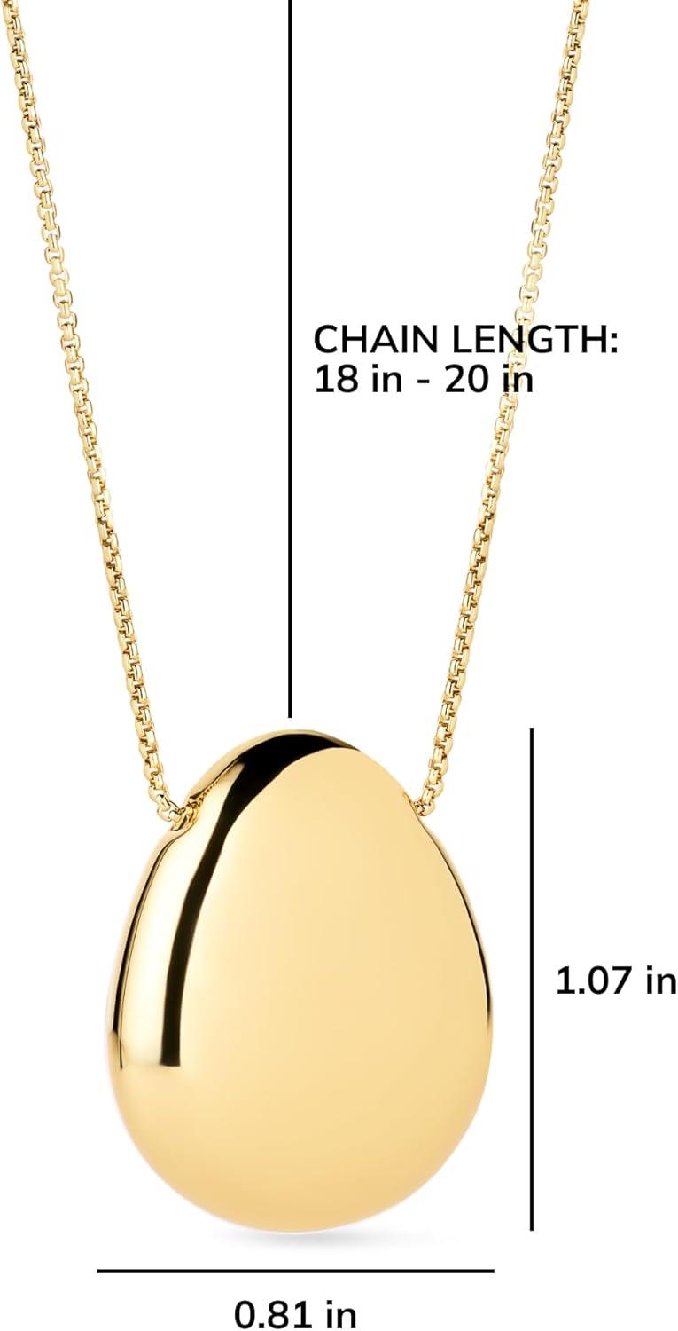 imageAna Luisa Pebble Pendant Necklace for Women 14K Gold Plated and Silver Rhodium Plated Trendy Teardrop Necklace with Lobster Clasp Hypoallergenic WaterResistant TarnishFree JewelryLargeGold