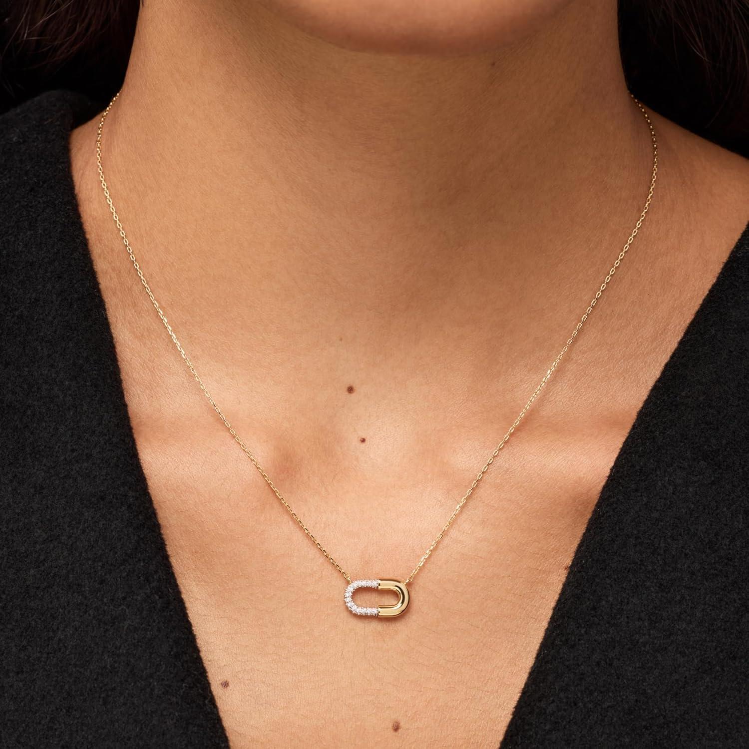 imageAna Luisa Pendant Necklaces for Women 14K Gold Plated and Silver Rhodium Necklace Pearl Heart Circle Moonstone Gemstone Knot Charm Styles Hypoallergenic Dainty Trendy Layering NecklacesBlake Pendant