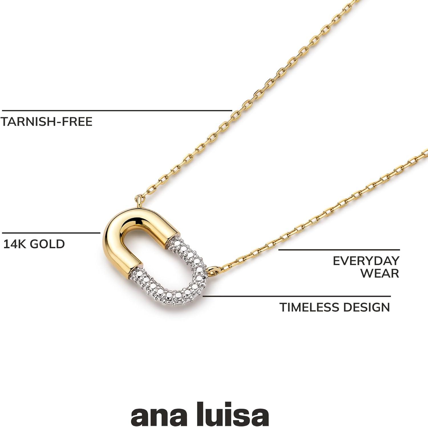 imageAna Luisa Pendant Necklaces for Women 14K Gold Plated and Silver Rhodium Necklace Pearl Heart Circle Moonstone Gemstone Knot Charm Styles Hypoallergenic Dainty Trendy Layering NecklacesBlake Pendant