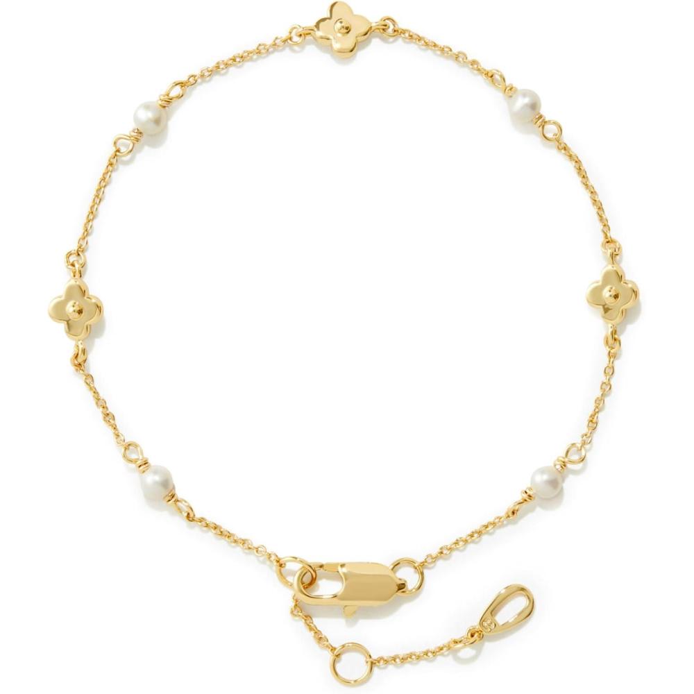 imageAna Luisa Gold Bracelets for Women Sterling Silver 14K Gold Plated Dainty Chain with Pearl Heart amp Flower Cuff Bracelet Styles for Daily Wear Hypoallergenic WaterResistant TarnishFreeHannah Flower