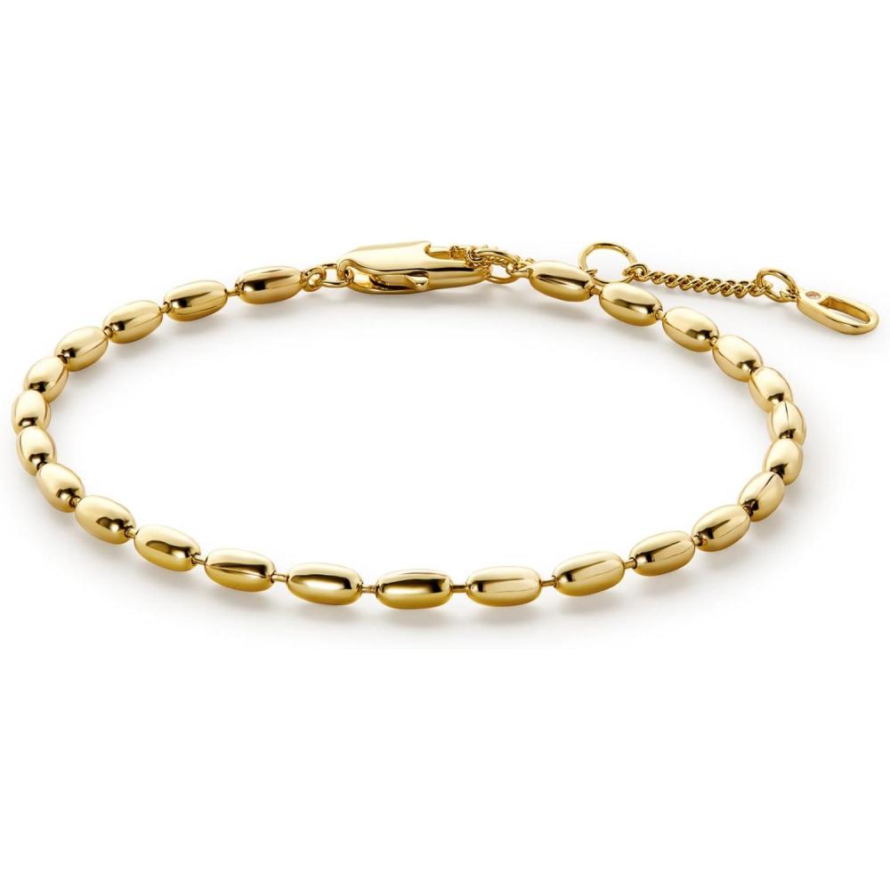 imageAna Luisa Gold Bracelets for Women Sterling Silver 14K Gold Plated Dainty Chain with Pearl Heart amp Flower Cuff Bracelet Styles for Daily Wear Hypoallergenic WaterResistant TarnishFreeColette 14K Gold Plated