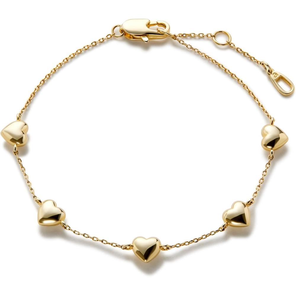 imageAna Luisa Gold Bracelets for Women Sterling Silver 14K Gold Plated Dainty Chain with Pearl Heart amp Flower Cuff Bracelet Styles for Daily Wear Hypoallergenic WaterResistant TarnishFreeLani 14K Gold Plated