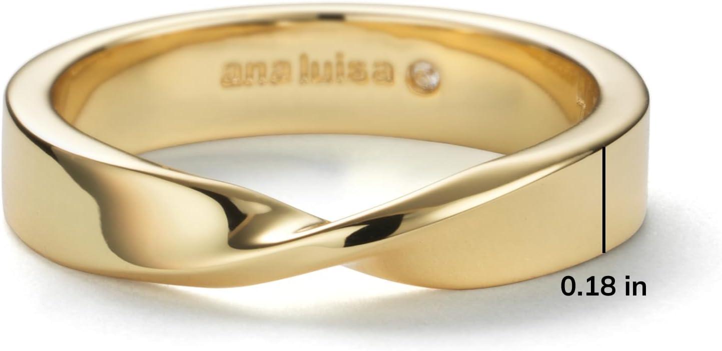 imageAna Luisa Gold Rings for Women 14K Gold Plated Rings for Women Non Tarnish Trendy Stacking Ring for Daily Wear Twisted Heart Eternity Ring Styles Hypoallergenic amp WaterResistant JewelrySize 8
