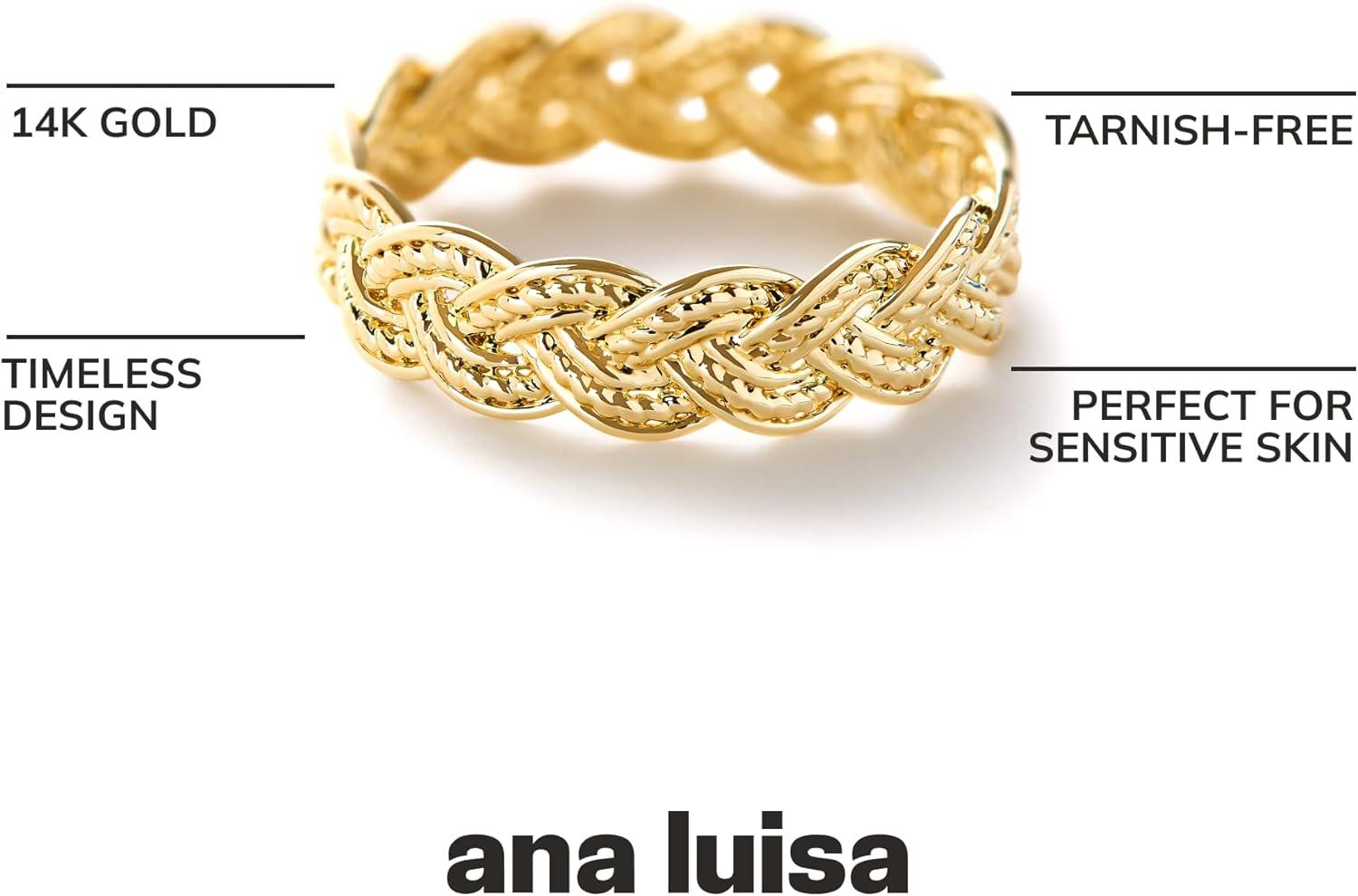 imageAna Luisa Gold Rings for Women 14K Gold Plated Rings for Women Non Tarnish Trendy Stacking Ring for Daily Wear Twisted Heart Eternity Ring Styles Hypoallergenic amp WaterResistant JewelrySize 8
