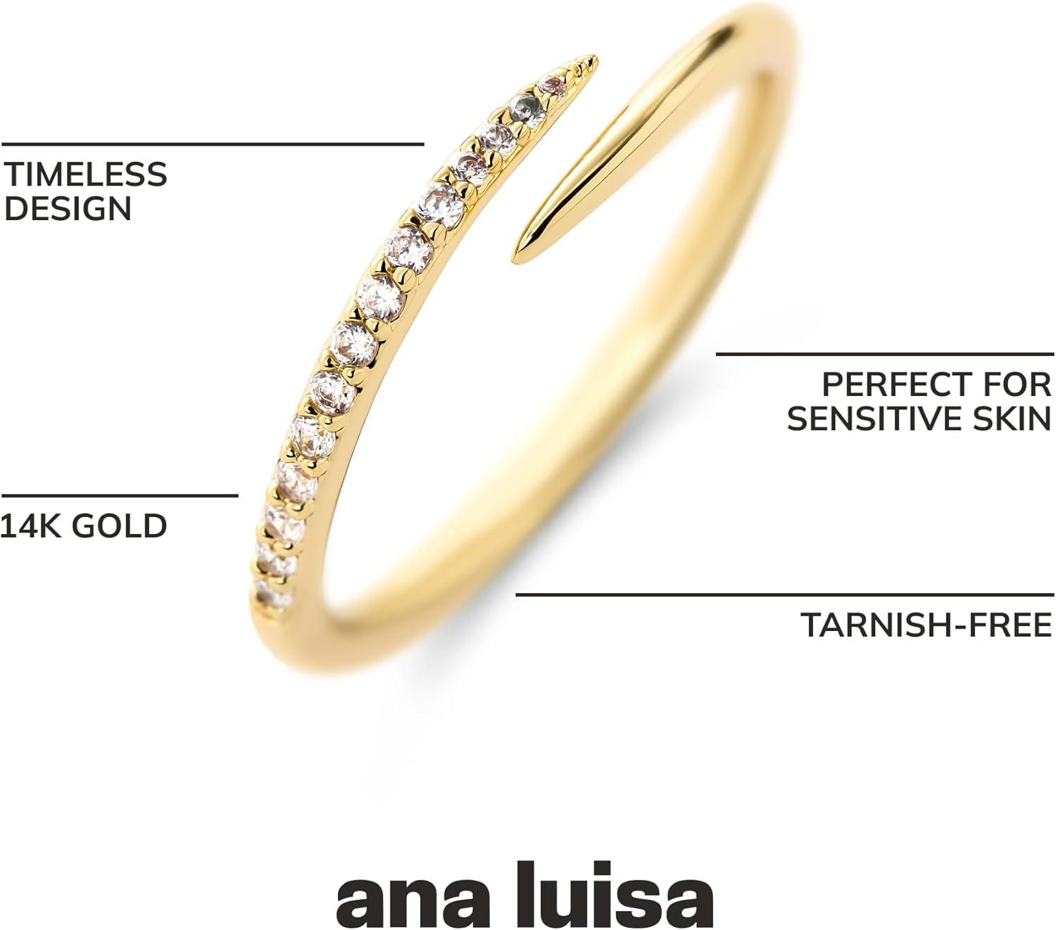 imageAna Luisa Gold Rings for Women 14K Gold Plated Rings for Women Non Tarnish Trendy Stacking Ring for Daily Wear Twisted Heart Eternity Ring Styles Hypoallergenic amp WaterResistant JewelrySize 7