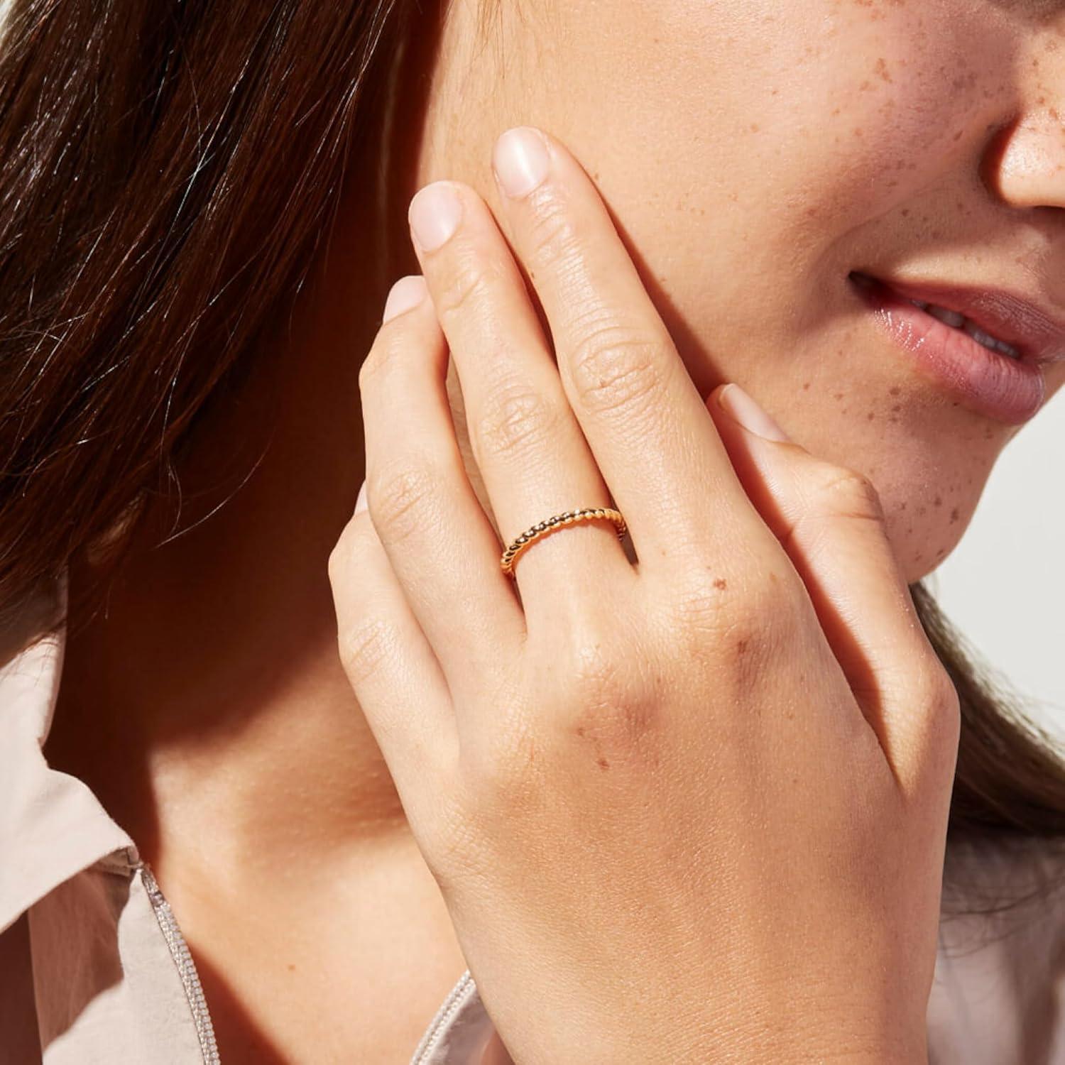 imageAna Luisa Gold Rings for Women 14K Gold Plated Rings for Women Non Tarnish Trendy Stacking Ring for Daily Wear Twisted Heart Eternity Ring Styles Hypoallergenic amp WaterResistant JewelryAdjustable