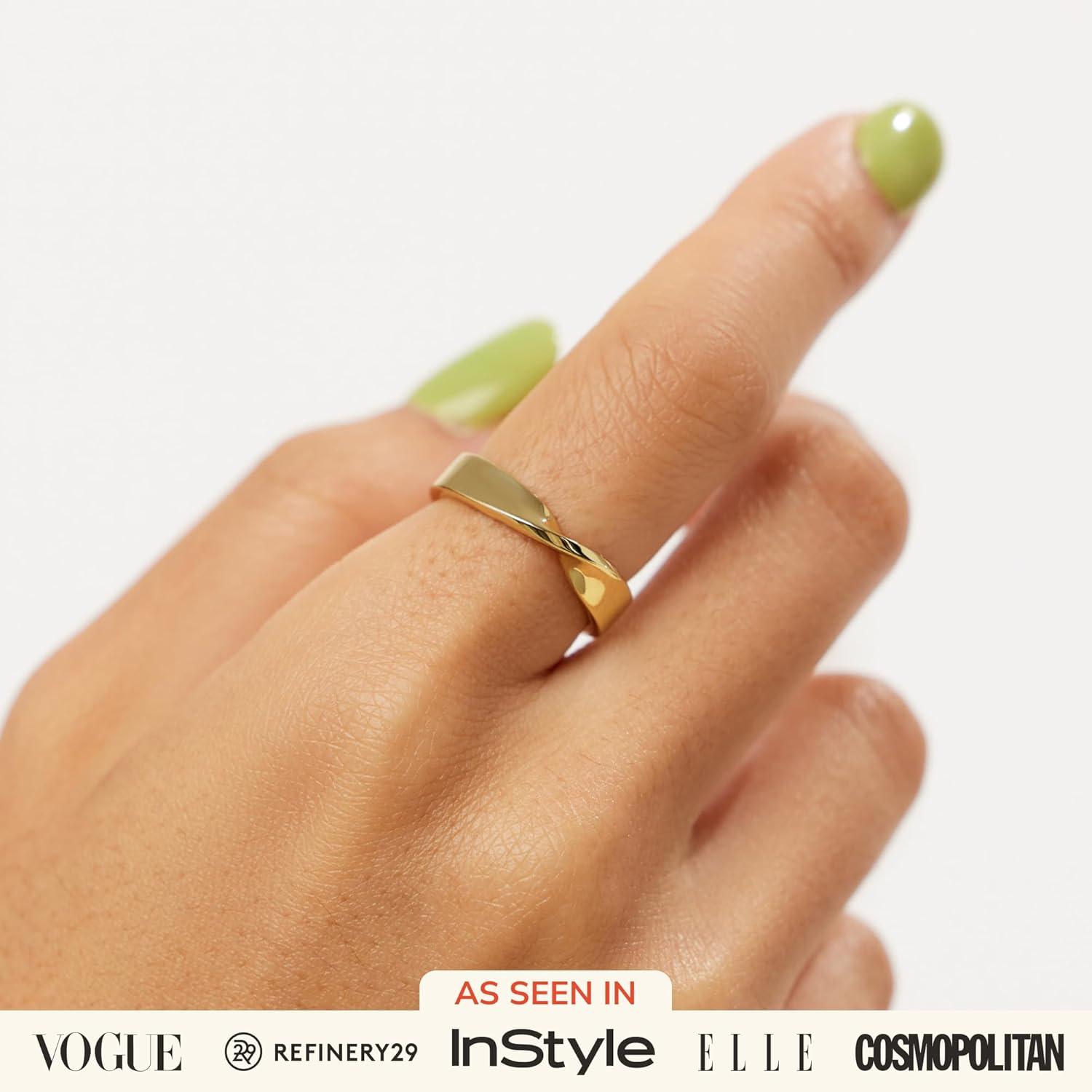 imageAna Luisa Gold Rings for Women 14K Gold Plated Rings for Women Non Tarnish Trendy Stacking Ring for Daily Wear Twisted Heart Eternity Ring Styles Hypoallergenic amp WaterResistant JewelrySize 6