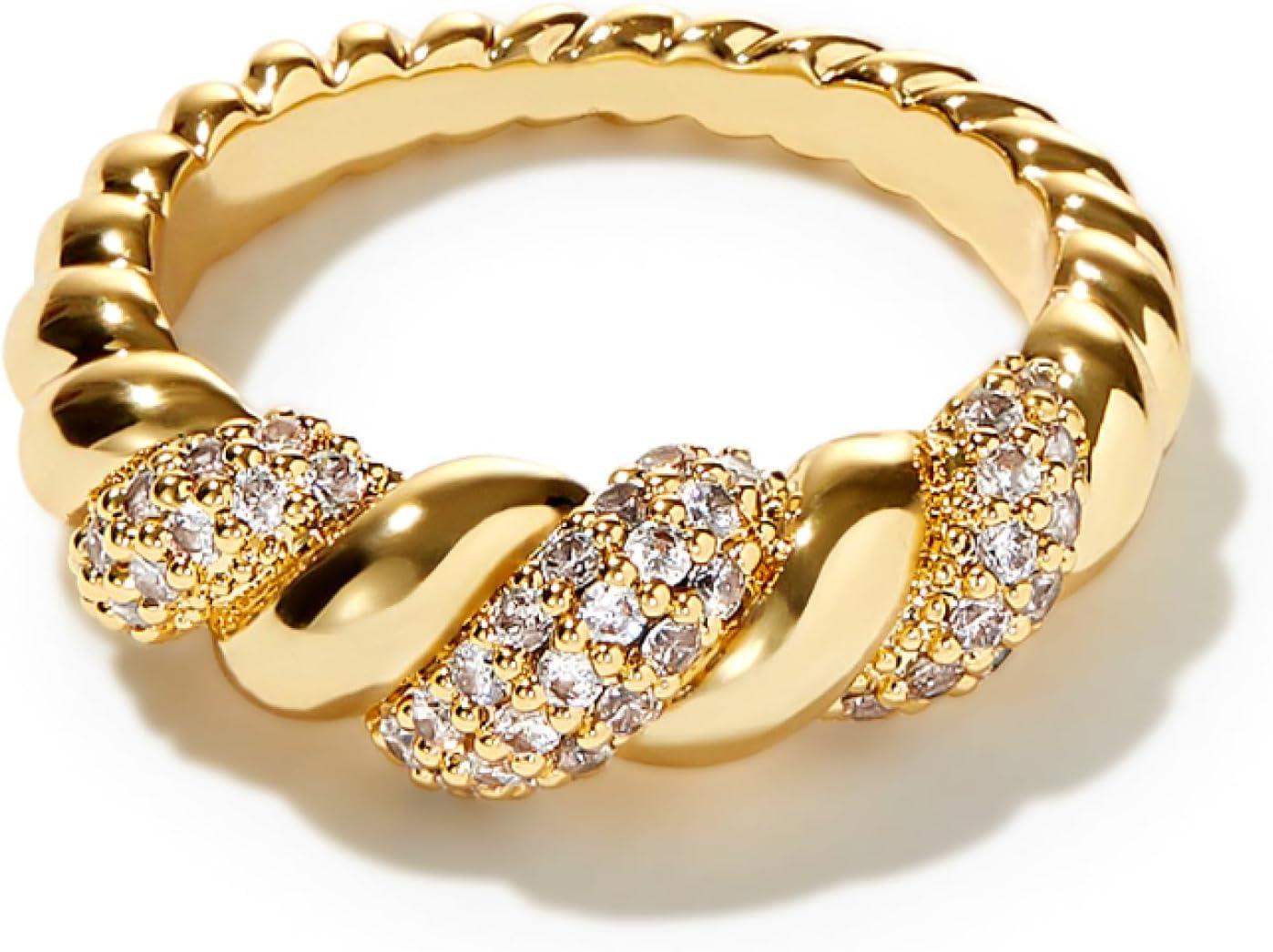 imageAna Luisa Gold Rings for Women 14K Gold Plated Rings for Women Non Tarnish Trendy Stacking Ring for Daily Wear Twisted Heart Eternity Ring Styles Hypoallergenic amp WaterResistant JewelrySize 8