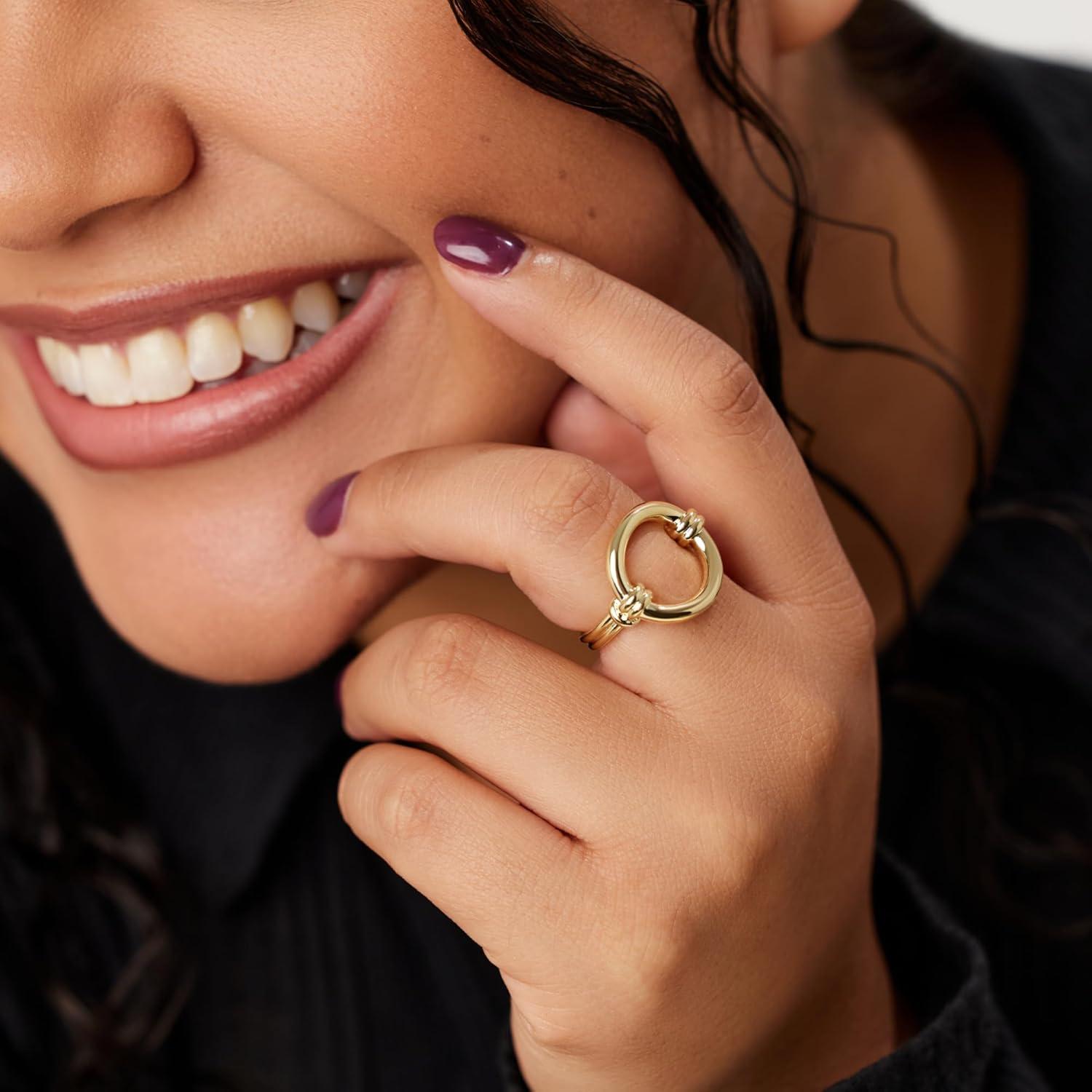 imageAna Luisa Gold Rings for Women 14K Gold Plated Rings for Women Non Tarnish Trendy Stacking Ring for Daily Wear Twisted Heart Eternity Ring Styles Hypoallergenic amp WaterResistant JewelrySize 10