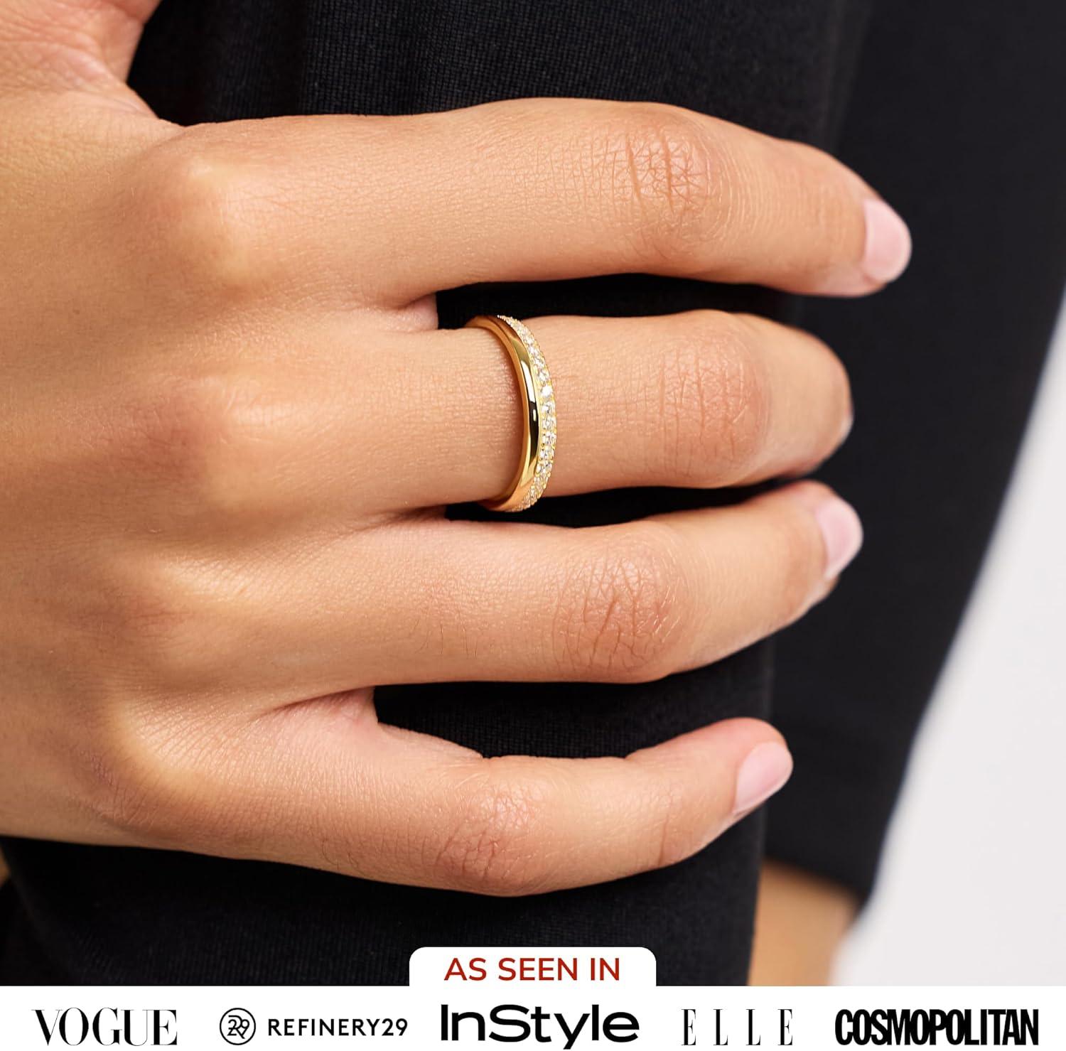 imageAna Luisa Gold Rings for Women 14K Gold Plated Rings for Women Non Tarnish Trendy Stacking Ring for Daily Wear Twisted Heart Eternity Ring Styles Hypoallergenic amp WaterResistant JewelrySize 6