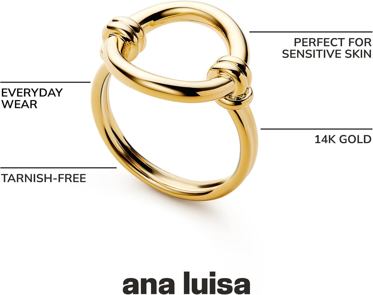 imageAna Luisa Gold Rings for Women 14K Gold Plated Rings for Women Non Tarnish Trendy Stacking Ring for Daily Wear Twisted Heart Eternity Ring Styles Hypoallergenic amp WaterResistant JewelrySize 7
