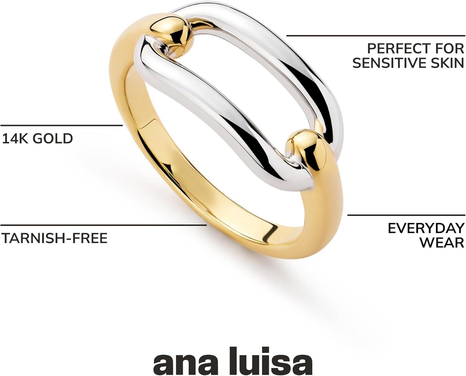 imageAna Luisa Gold Rings for Women 14K Gold Plated Rings for Women Non Tarnish Trendy Stacking Ring for Daily Wear Twisted Heart Eternity Ring Styles Hypoallergenic amp WaterResistant JewelrySize 5