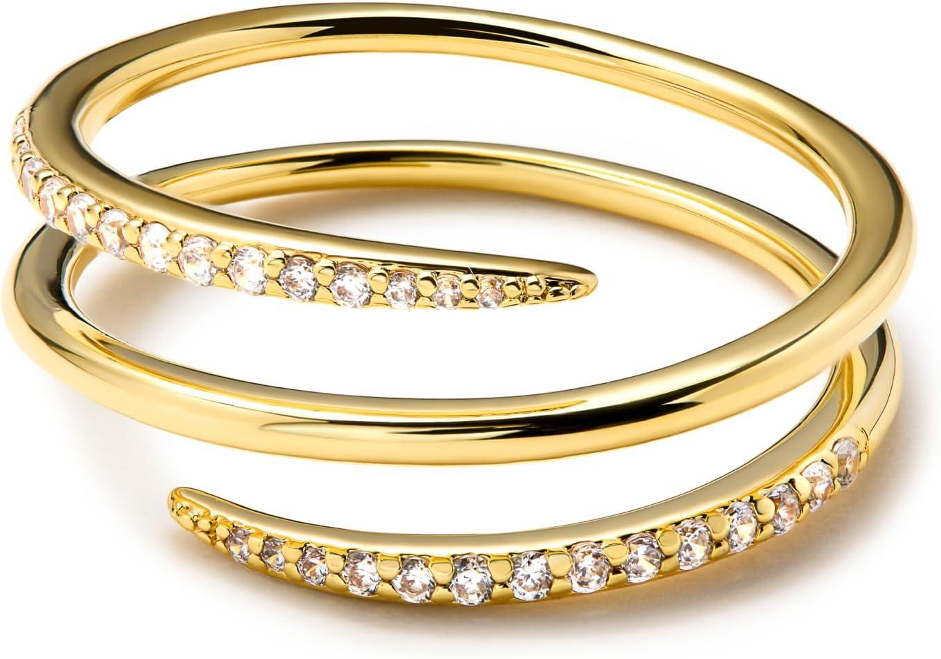 imageAna Luisa Gold Rings for Women 14K Gold Plated Rings for Women Non Tarnish Trendy Stacking Ring for Daily Wear Twisted Heart Eternity Ring Styles Hypoallergenic amp WaterResistant JewelrySize 7