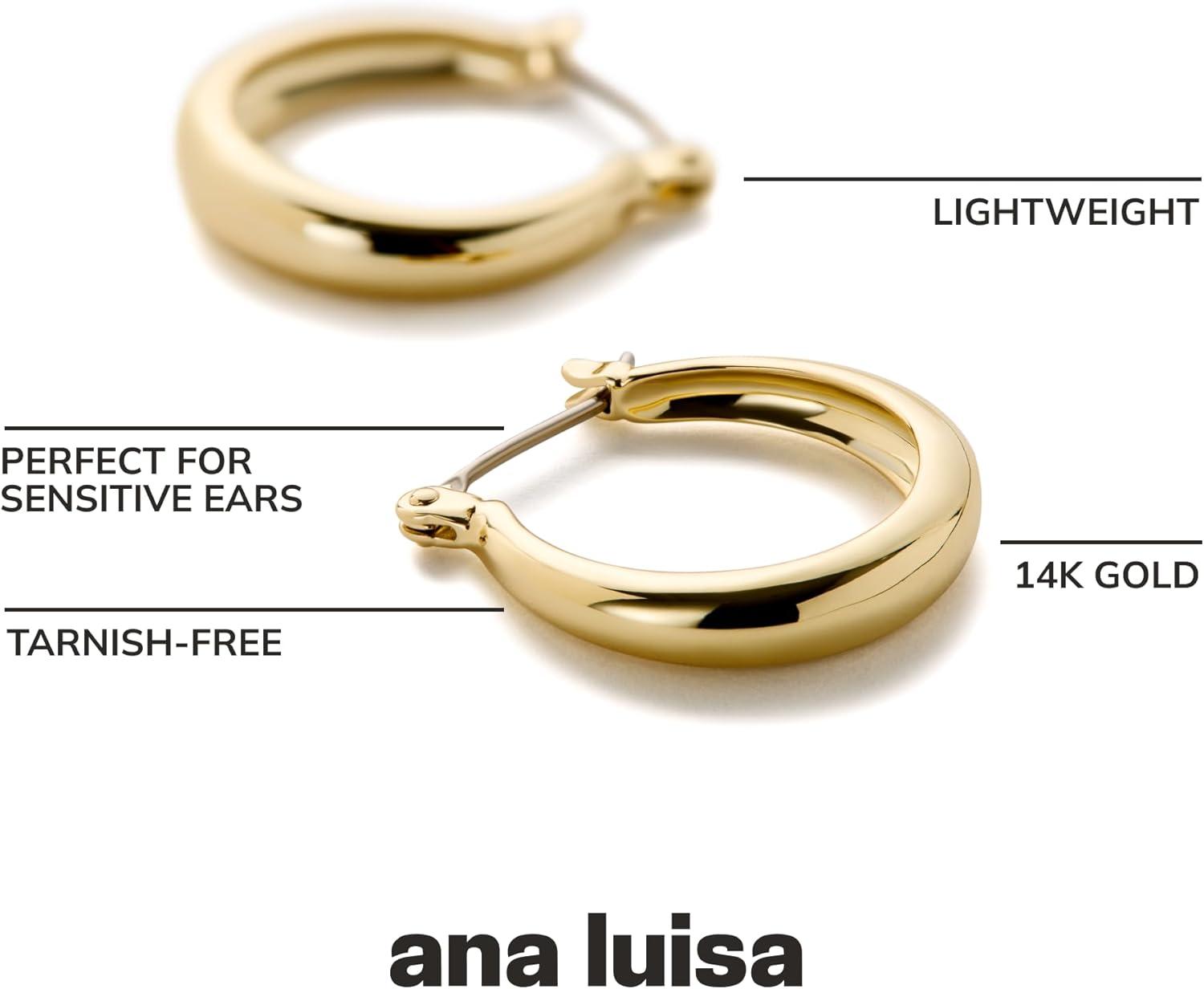 imageAna Luisa Hoop Earrings for Women Sterling Silver 14K Gold Plated amp Silver Rhodium Plated Assorted Earring Styles Dainty Small Gold Hoop Earrings for Daily Wear Hypoallergenic amp TarnishFreeGold
