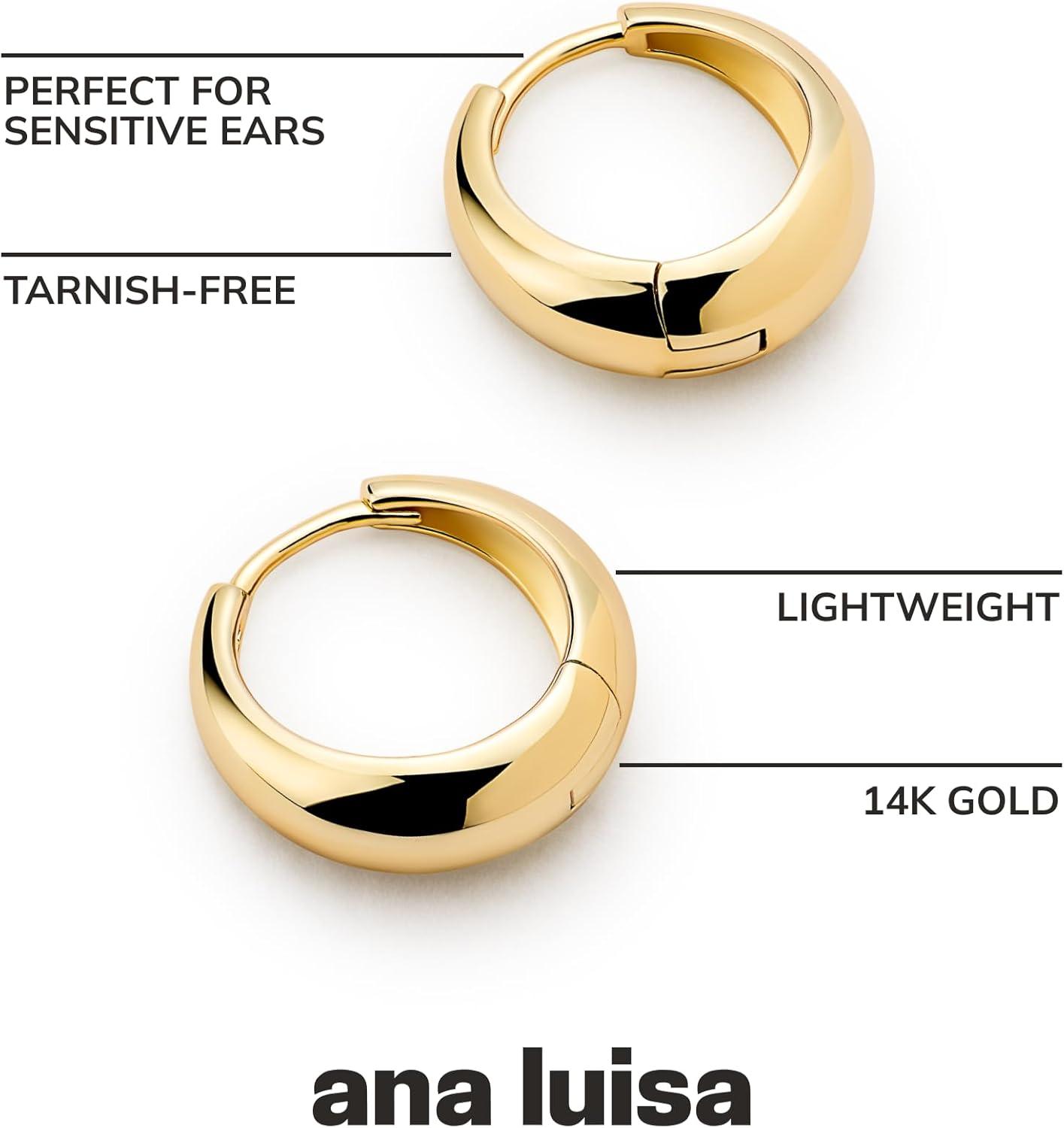 imageAna Luisa Hoop Earrings for Women Sterling Silver 14K Gold Plated amp Silver Rhodium Plated Assorted Earring Styles Dainty Small Gold Hoop Earrings for Daily Wear Hypoallergenic amp TarnishFreeGold