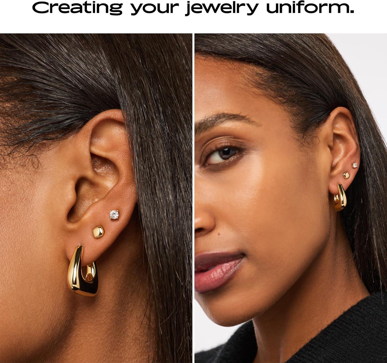 imageAna Luisa Sphere Hoop Earring Abby and Dakota Styles Womens Earrings Trendy 14K Gold Plated Silver Rhodium Plated wBlue Marble Mini Huggie Hoop Earrings for Women Hypoallergenic amp TarnishFreeThe Colene Gold