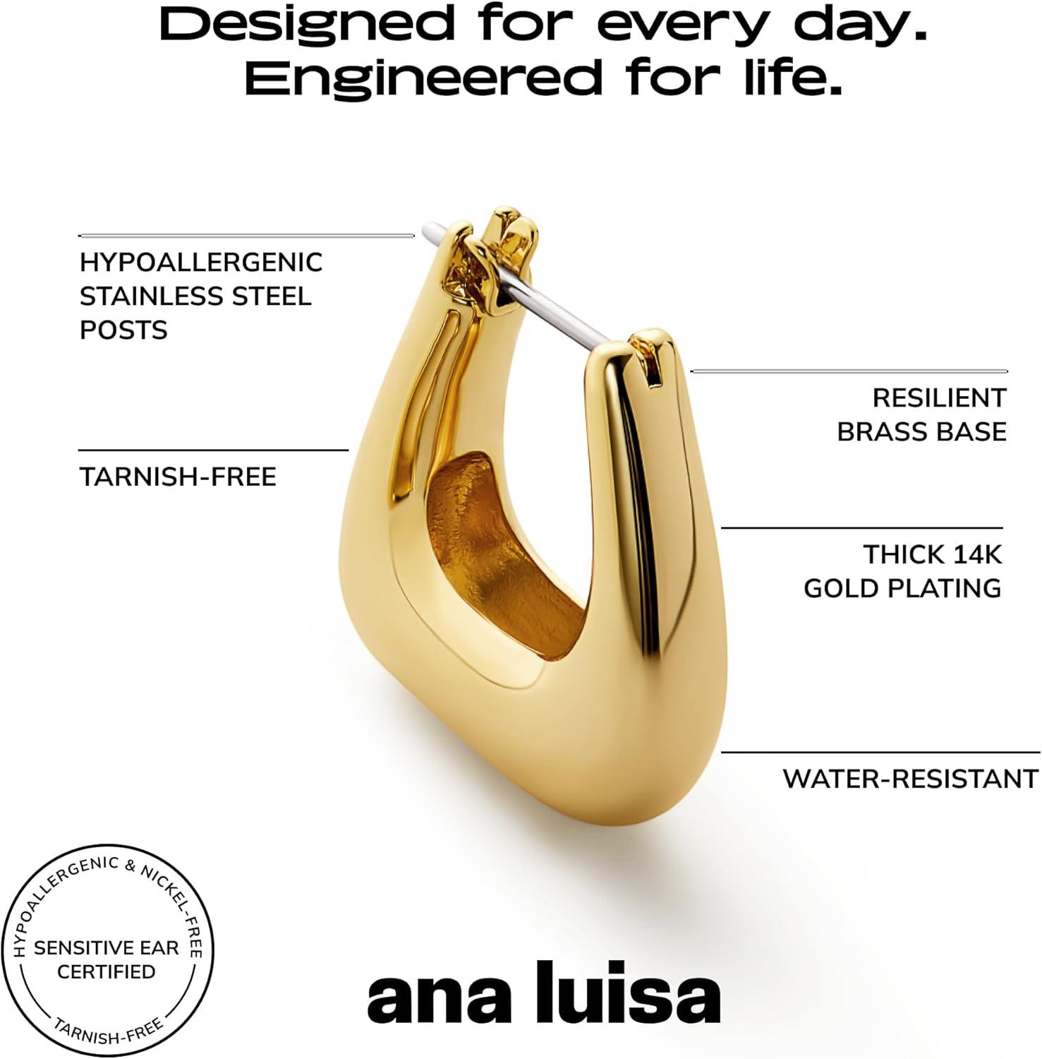 imageAna Luisa Sphere Hoop Earring Abby and Dakota Styles Womens Earrings Trendy 14K Gold Plated Silver Rhodium Plated wBlue Marble Mini Huggie Hoop Earrings for Women Hypoallergenic amp TarnishFreeThe Colene Gold