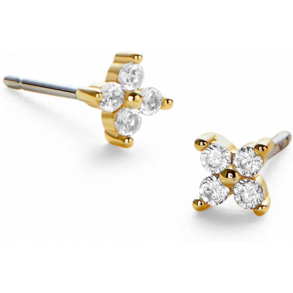 imageAna Luisa Debbie Gold Stud Earrings Petite Celestial Design Stud Earrings 14K Gold Plating On Recycled Sterling Silver StarStudded Cubic Zirconia Hypoallergenic TarnishFree for Daily Wear