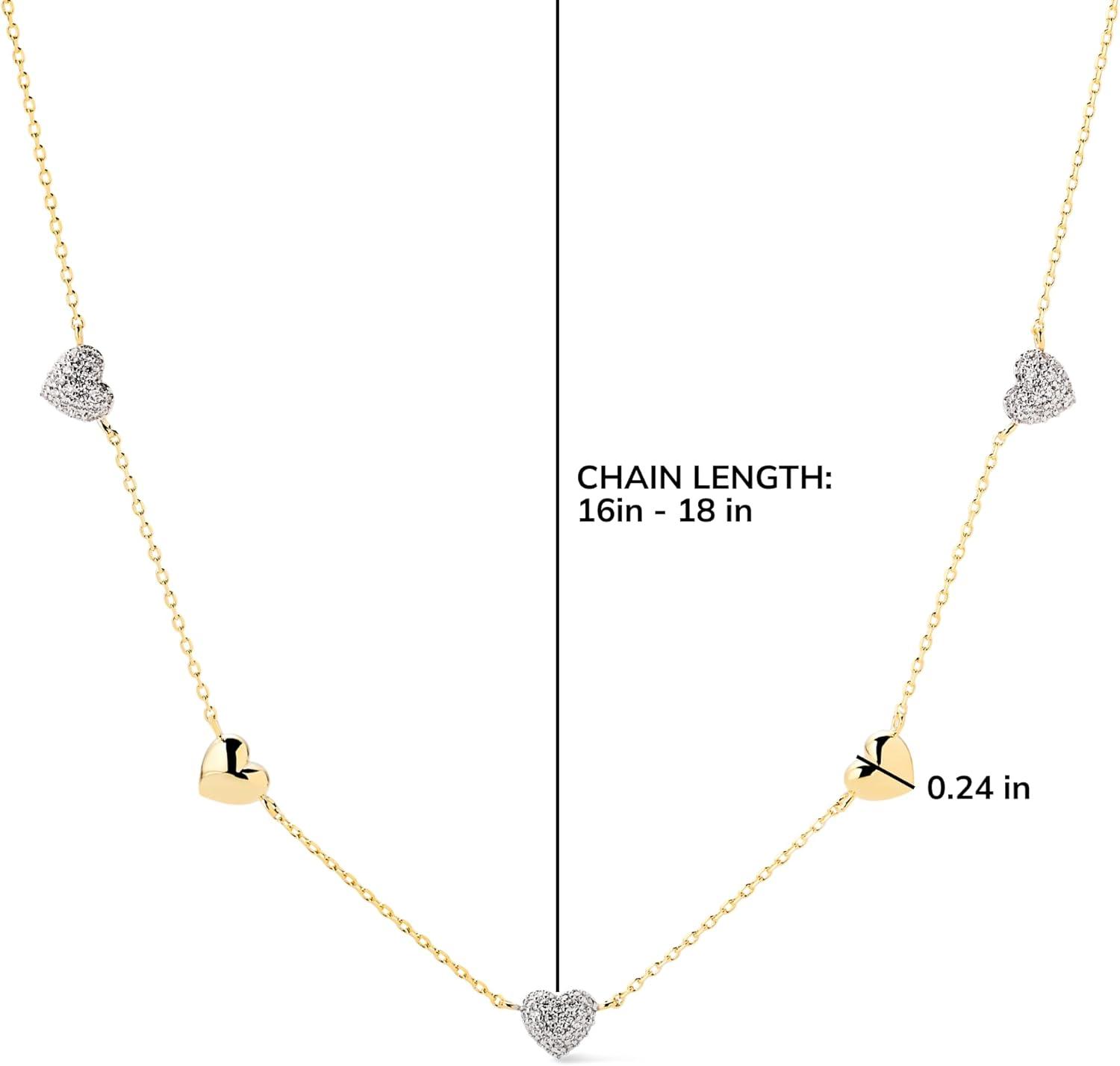 imageAna Luisa Jewelry Gold Chain Necklaces for Women 14K Gold Plated Dainty Necklaces for Layering and Daily Wear Hypoallergenic WaterResistant Jewelry Flower Heart Chain Assorted StylesHeart Gold Pave