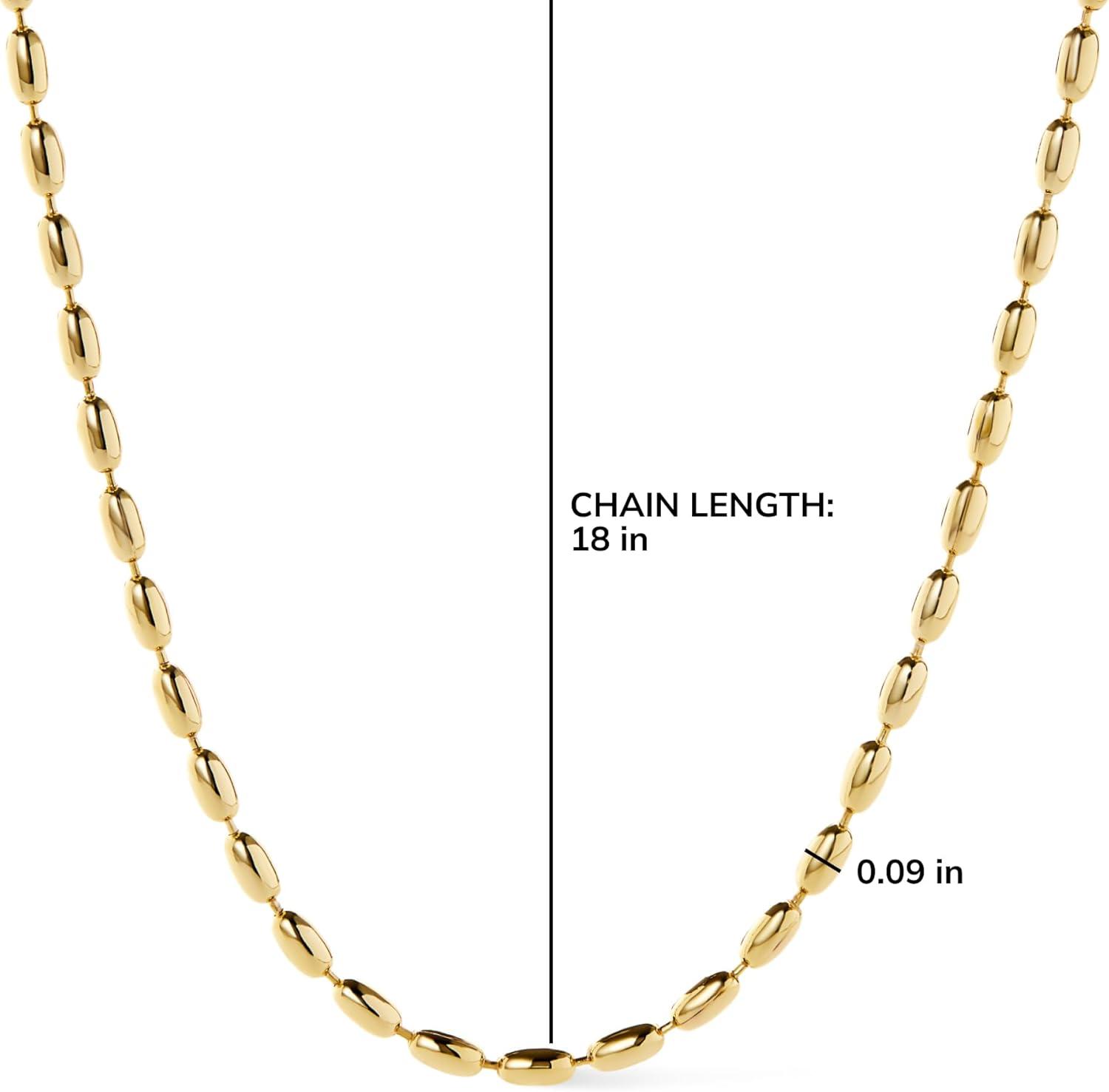imageAna Luisa Jewelry Gold Chain Necklaces for Women 14K Gold Plated Dainty Necklaces for Layering and Daily Wear Hypoallergenic WaterResistant Jewelry Flower Heart Chain Assorted StylesCapri Ball Chain