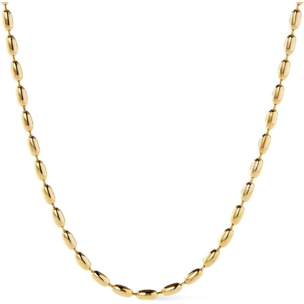 imageAna Luisa Jewelry Gold Chain Necklaces for Women 14K Gold Plated Dainty Necklaces for Layering and Daily Wear Hypoallergenic WaterResistant Jewelry Flower Heart Chain Assorted StylesCapri Ball Chain