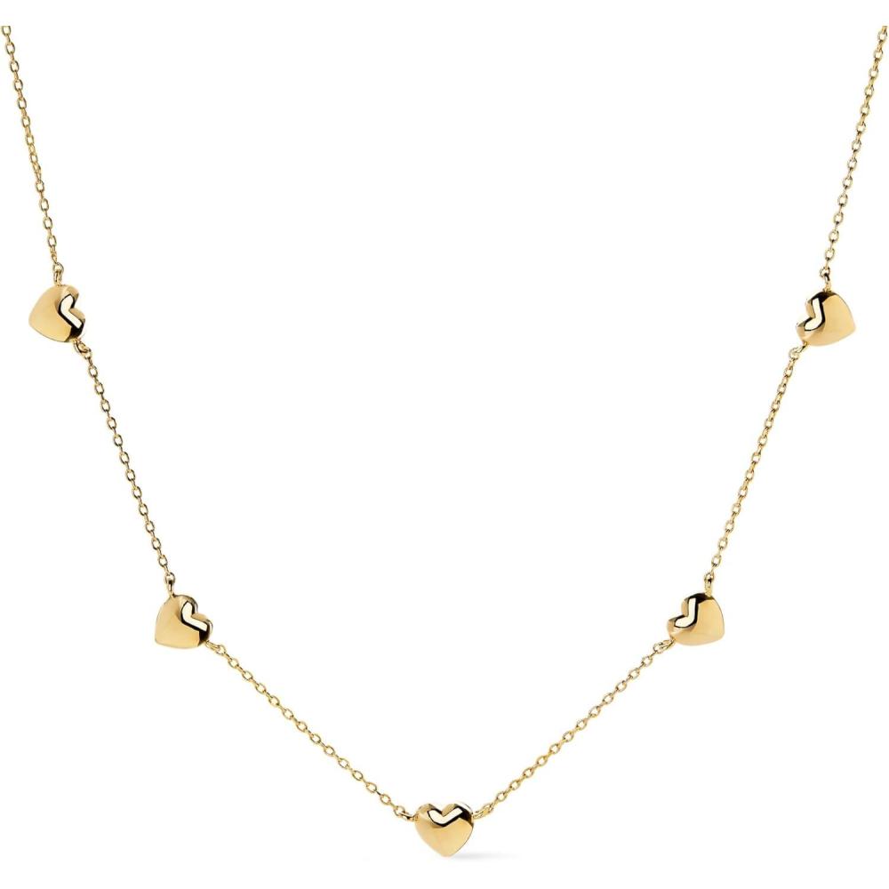 imageAna Luisa Jewelry Gold Chain Necklaces for Women 14K Gold Plated Dainty Necklaces for Layering and Daily Wear Hypoallergenic WaterResistant Jewelry Flower Heart Chain Assorted StylesHeart Gold