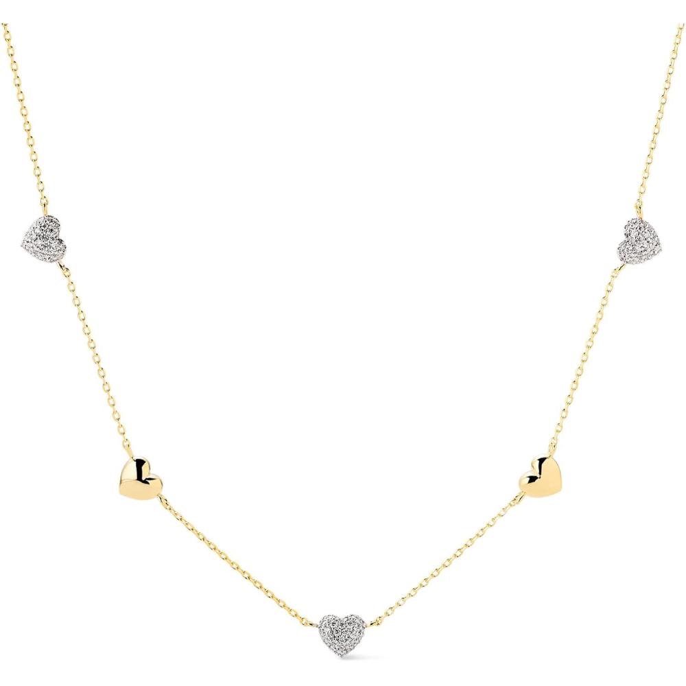 imageAna Luisa Jewelry Gold Chain Necklaces for Women 14K Gold Plated Dainty Necklaces for Layering and Daily Wear Hypoallergenic WaterResistant Jewelry Flower Heart Chain Assorted StylesHeart Gold Pave