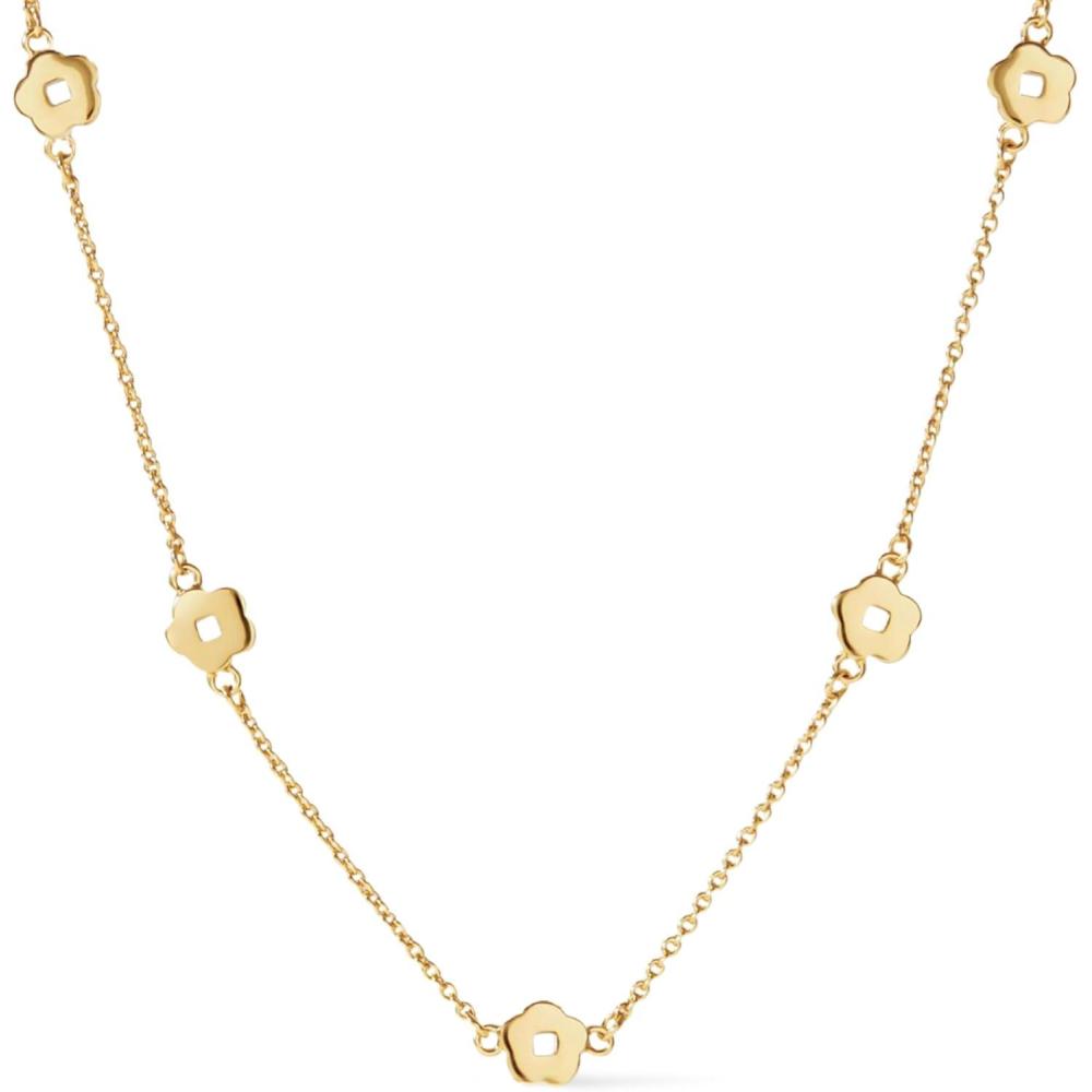 imageAna Luisa Jewelry Gold Chain Necklaces for Women 14K Gold Plated Dainty Necklaces for Layering and Daily Wear Hypoallergenic WaterResistant Jewelry Flower Heart Chain Assorted StylesFlower Station