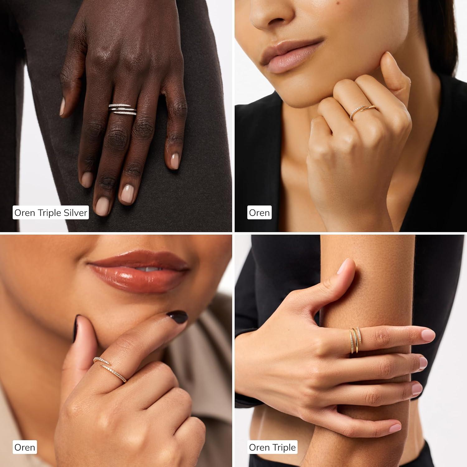 imageAna Luisa Rings for Women Sterling Silver 14K Gold Plated Rings for Women Oren Twist Ring for Daily Wear Trendy Stackable Open Claw Ring Hypoallergenic WaterResistant JewelrySize 5