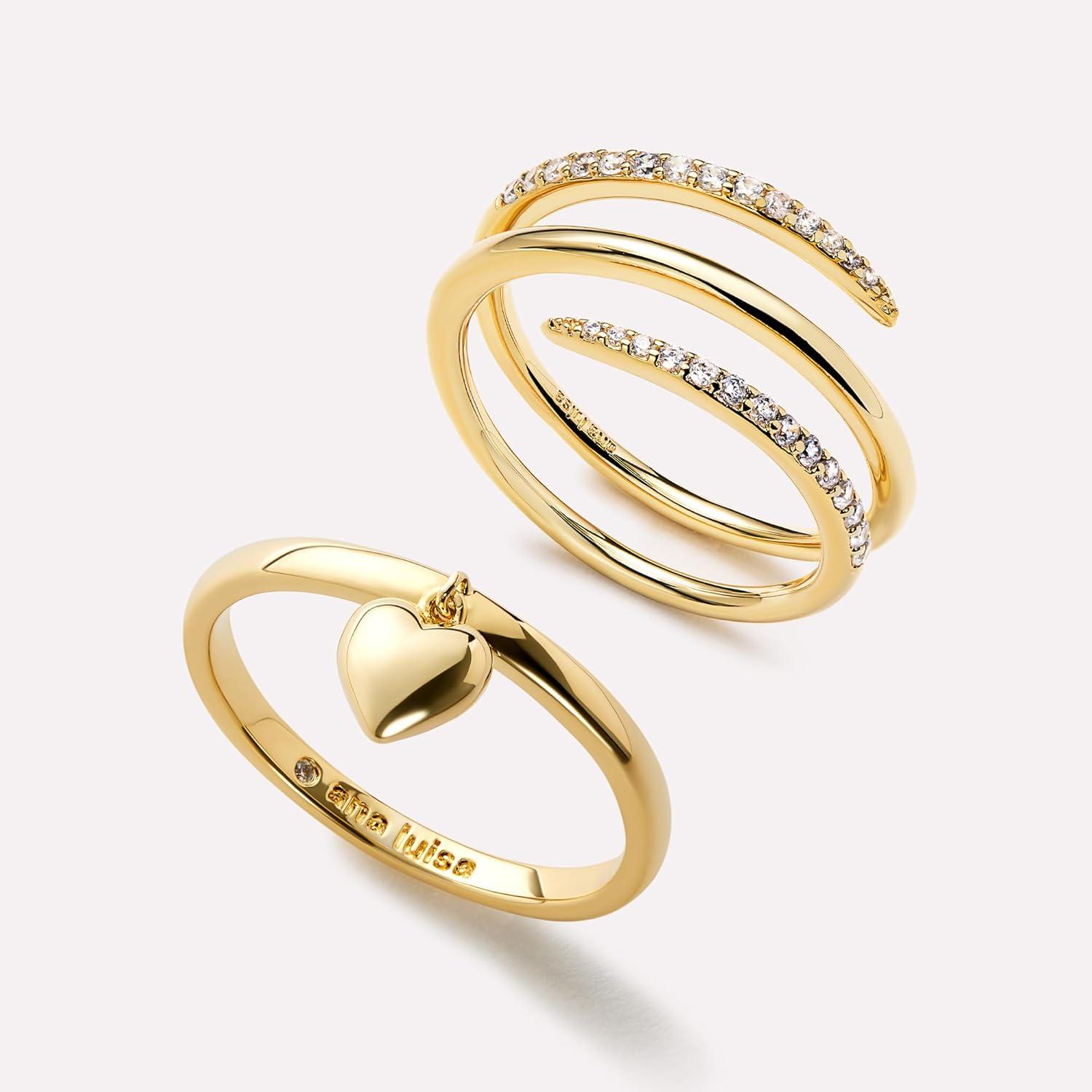 imageAna Luisa Rings for Women Sterling Silver 14K Gold Plated Rings for Women Oren Twist Ring for Daily Wear Trendy Stackable Open Claw Ring Hypoallergenic WaterResistant JewelrySize 6
