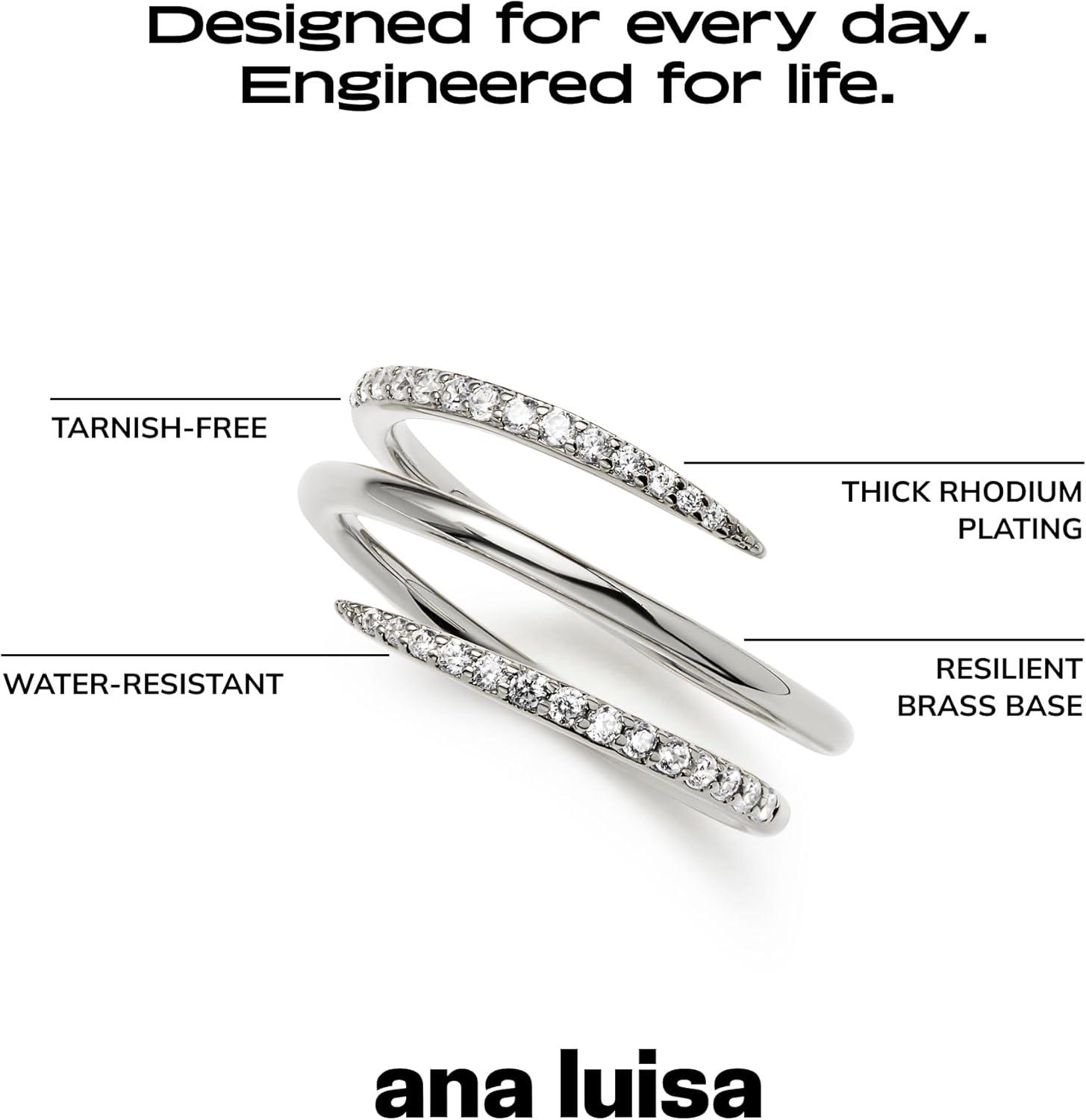 imageAna Luisa Rings for Women Sterling Silver 14K Gold Plated Rings for Women Oren Twist Ring for Daily Wear Trendy Stackable Open Claw Ring Hypoallergenic WaterResistant JewelrySize 6