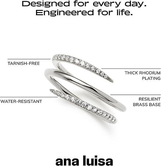 imageAna Luisa Rings for Women Sterling Silver 14K Gold Plated Rings for Women Oren Twist Ring for Daily Wear Trendy Stackable Open Claw Ring Hypoallergenic WaterResistant JewelrySize 7