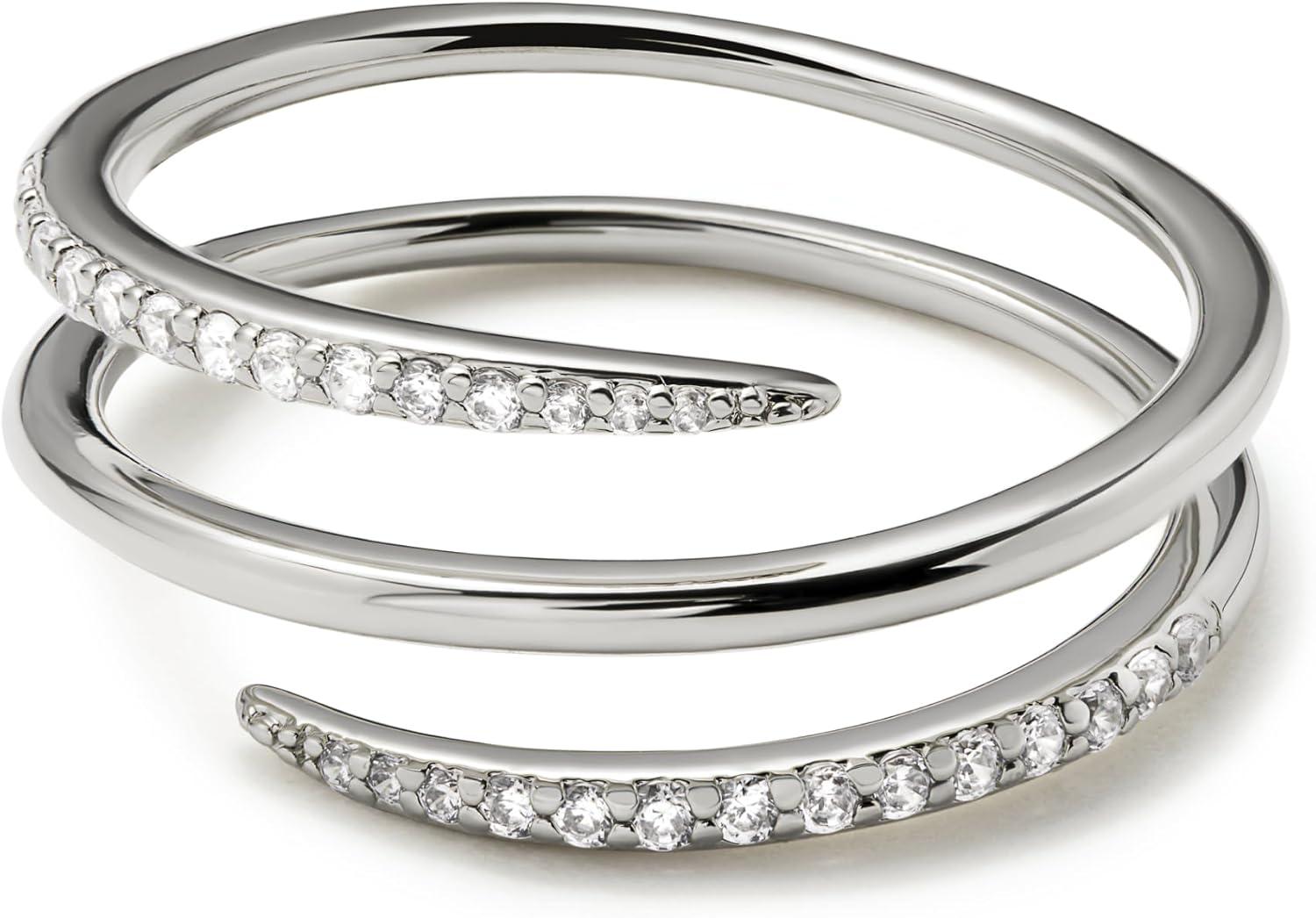 imageAna Luisa Rings for Women Sterling Silver 14K Gold Plated Rings for Women Oren Twist Ring for Daily Wear Trendy Stackable Open Claw Ring Hypoallergenic WaterResistant JewelrySize 5