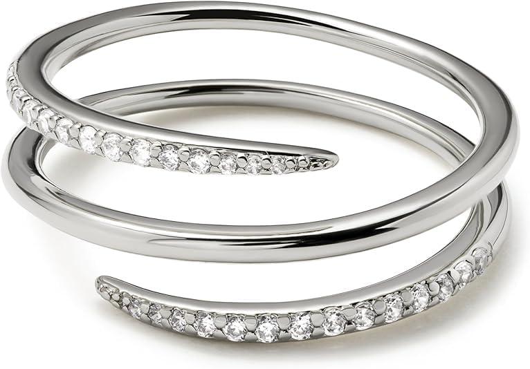 imageAna Luisa Rings for Women Sterling Silver 14K Gold Plated Rings for Women Oren Twist Ring for Daily Wear Trendy Stackable Open Claw Ring Hypoallergenic WaterResistant JewelrySize 8